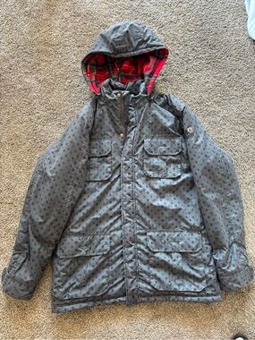 Quicksilver ski/snowboard Snow Jacket gray flannel lined men’s XL